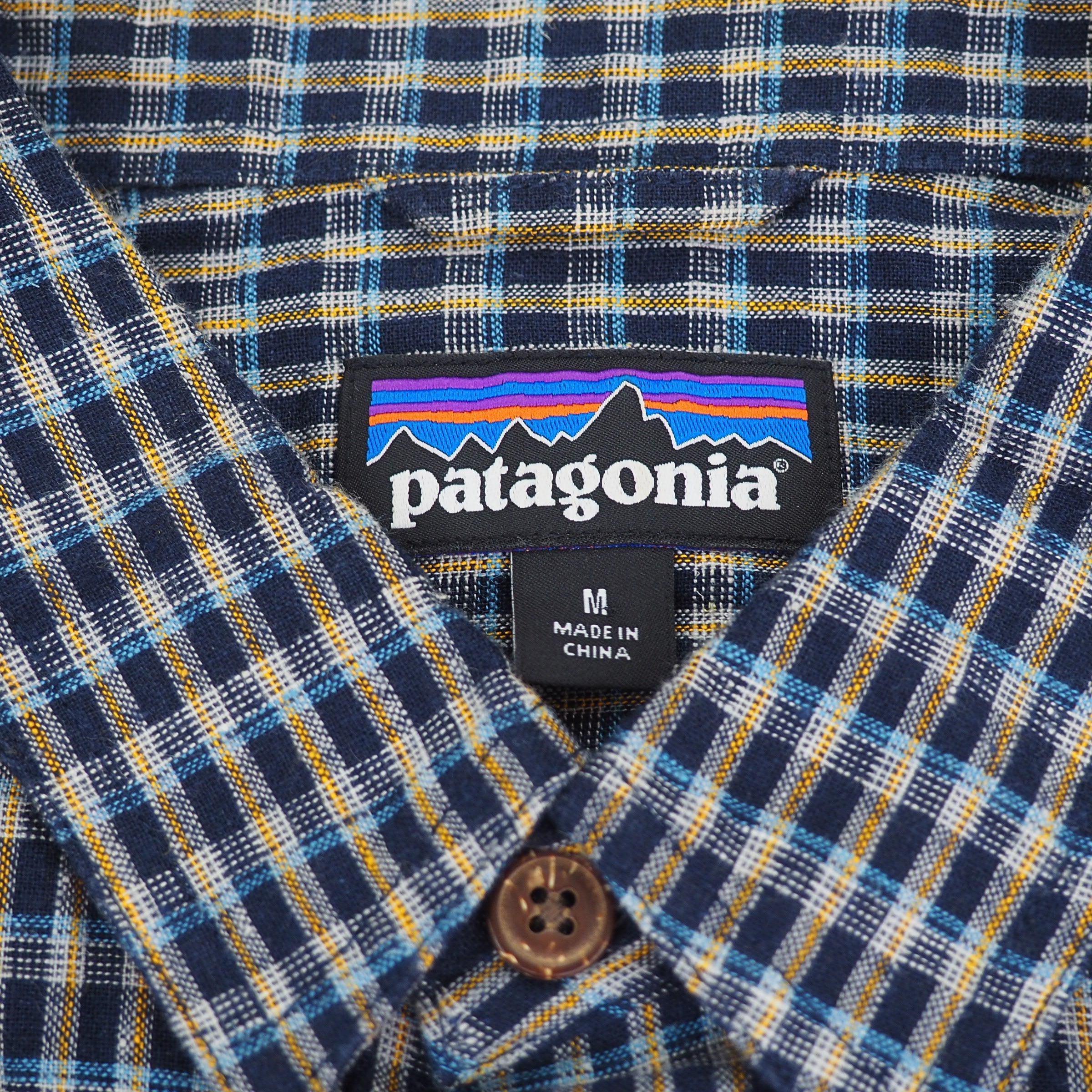 Patagonia Back Step Organic Hemp Cotton Short Sleeved Shirt Plaid Medium