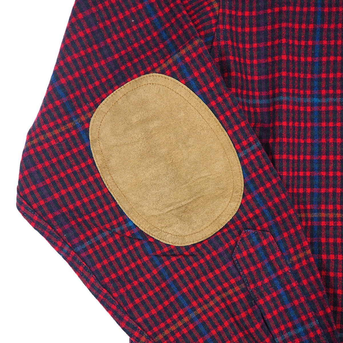 Pendleton Vintage 90s Virgin Wool Shirt Red Navy Check Elbow Patches Made in USA L
