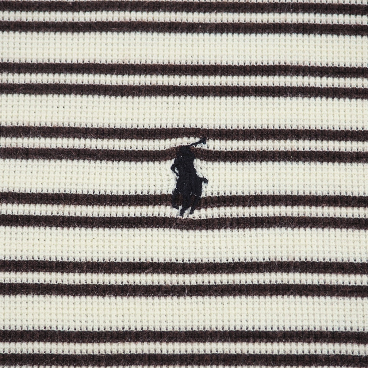 Polo Ralph Lauren Vintage Striped Waffle Knit Polo Shirt Cream Brown XL