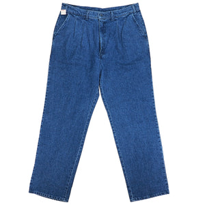 Riley Pleated Blue Denim Jeans Authentic 80s Vintage W36 L30