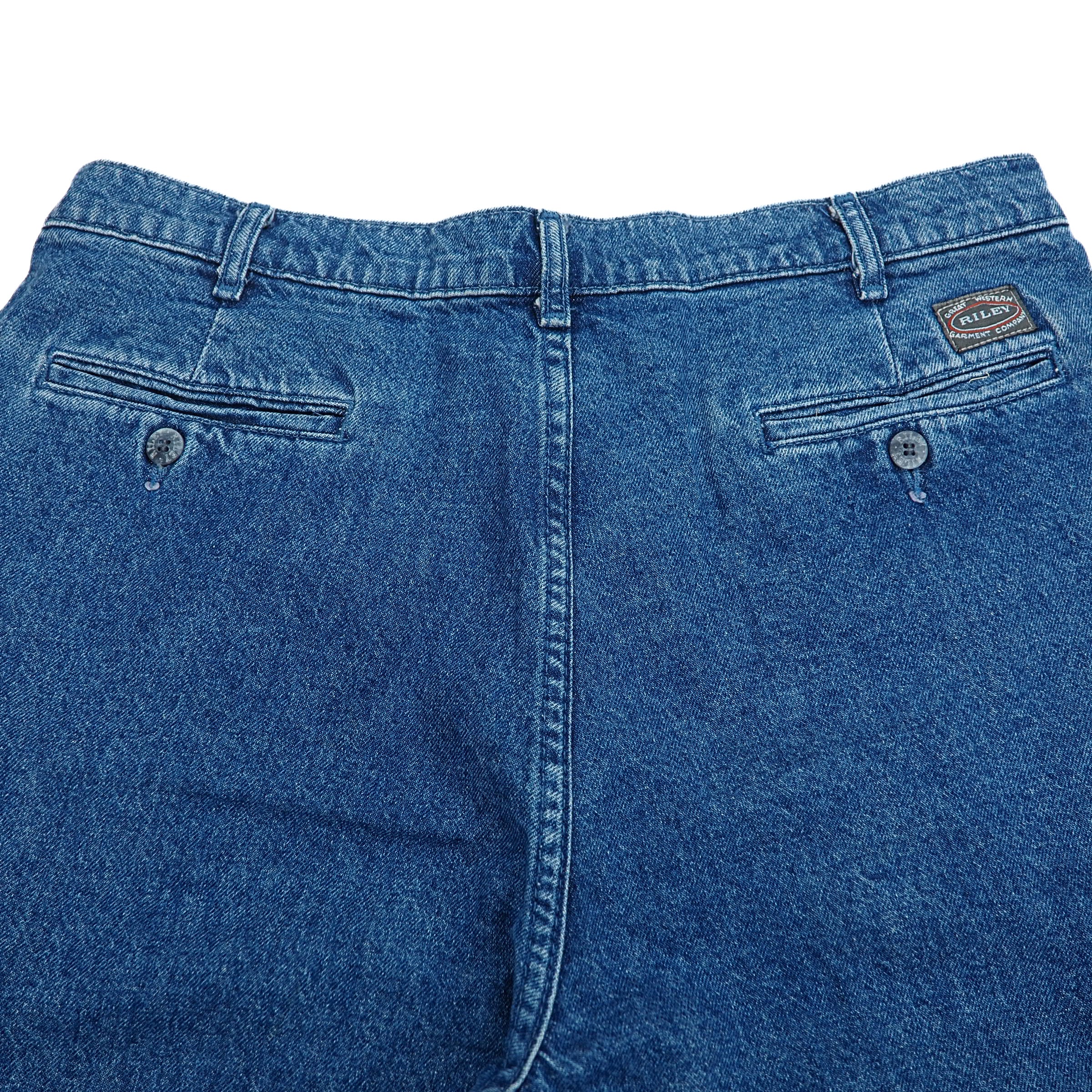Riley Pleated Blue Denim Jeans Authentic 80s Vintage W36 L30