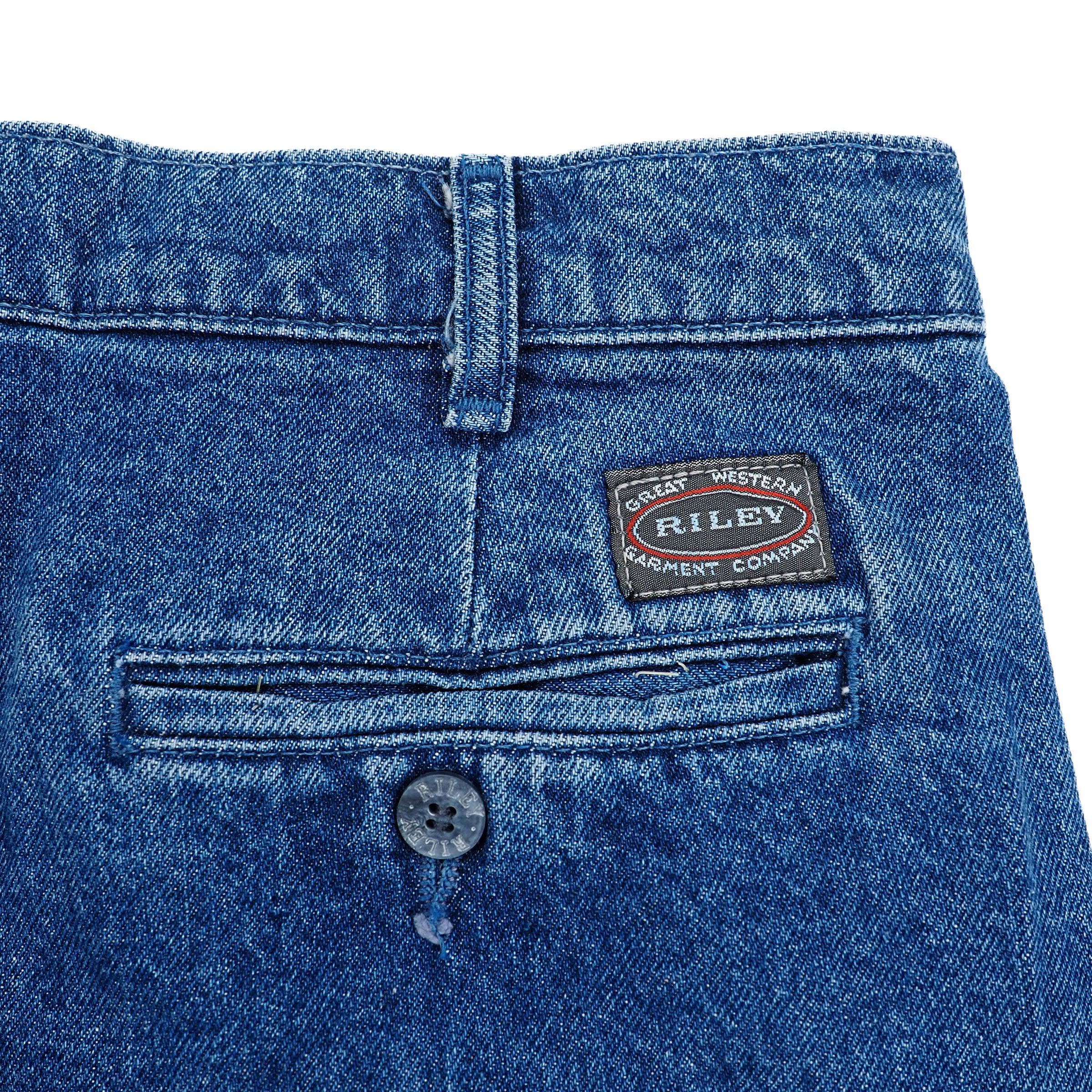 Riley Pleated Blue Denim Jeans Authentic 80s Vintage W36 L30