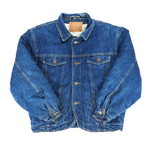 Road Runner Padded Denim Trucker Chore Jacket Vintage 80s 90s Large