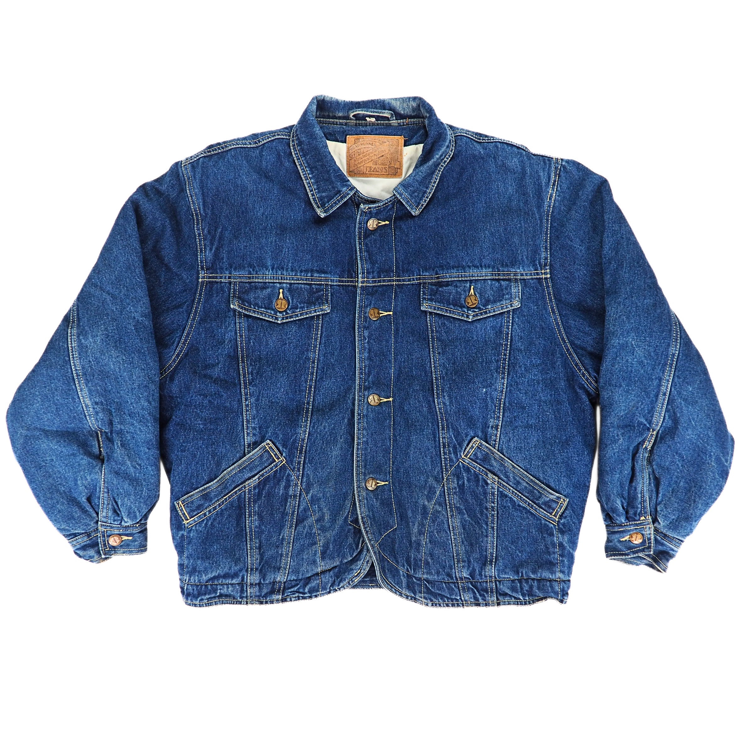 Road Runner Padded Denim Trucker Chore Jacket Vintage 80s 90s Large