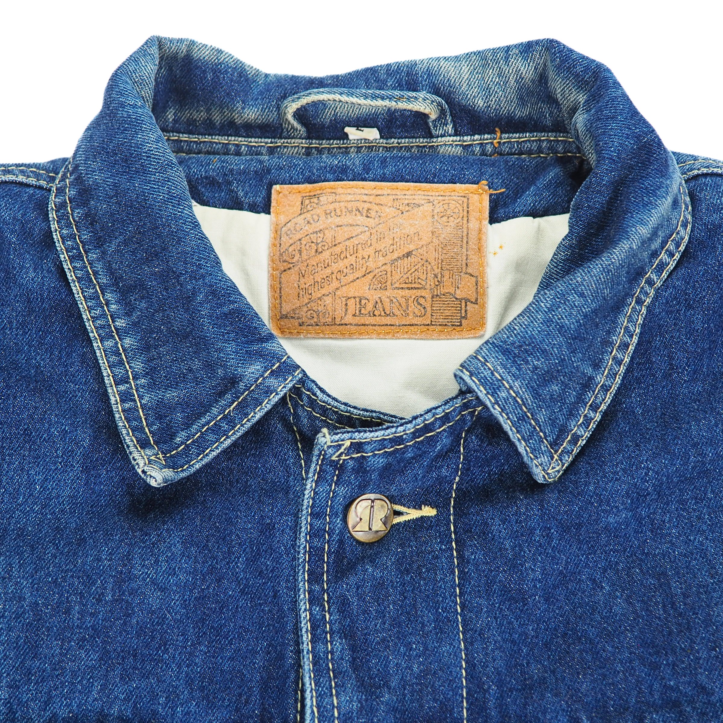 Road Runner Padded Denim Trucker Chore Jacket Vintage 80s 90s Large