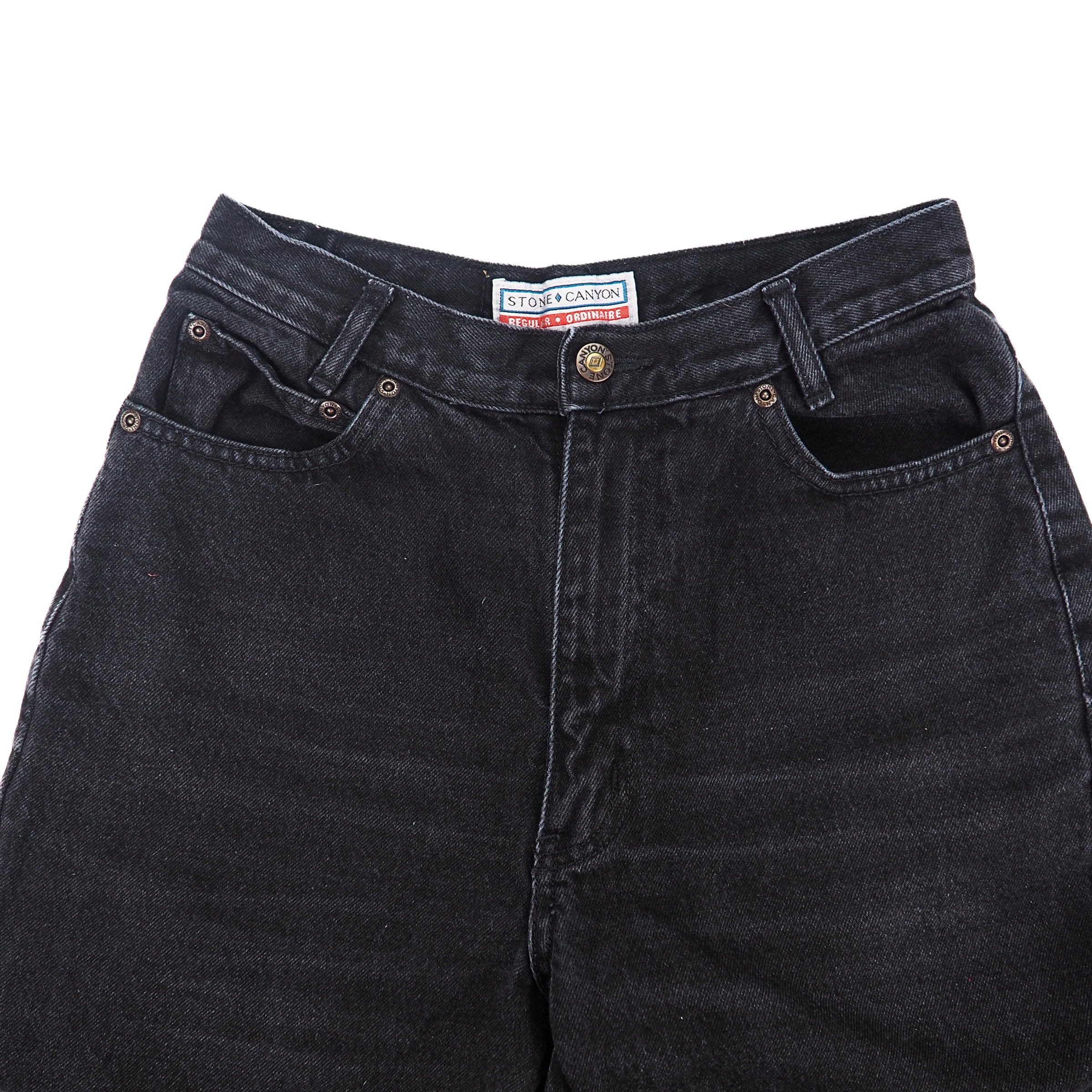 Stone Canyon 100% Cotton Regular Fit Black Denim Jeans Vintage 90s Size 7 W28