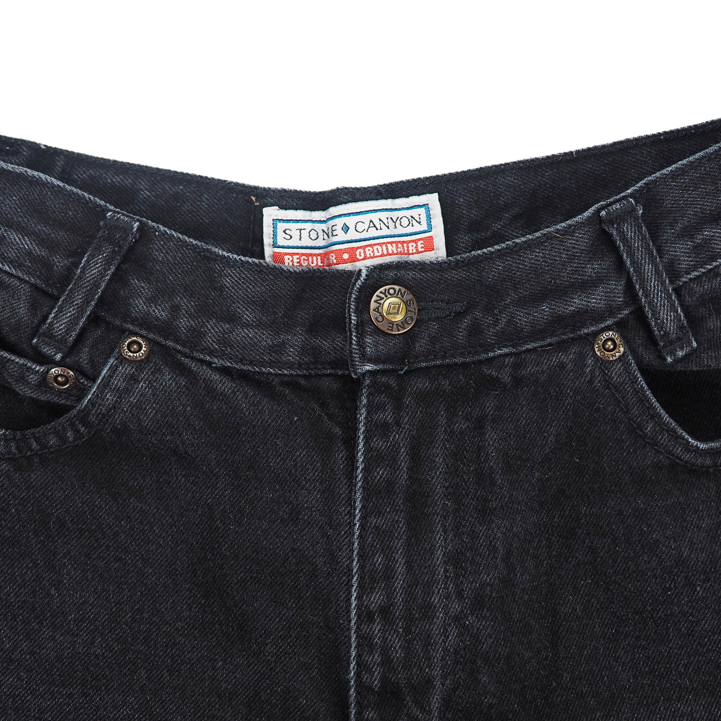 Stone Canyon 100% Cotton Regular Fit Black Denim Jeans Vintage 90s Size 7 W28