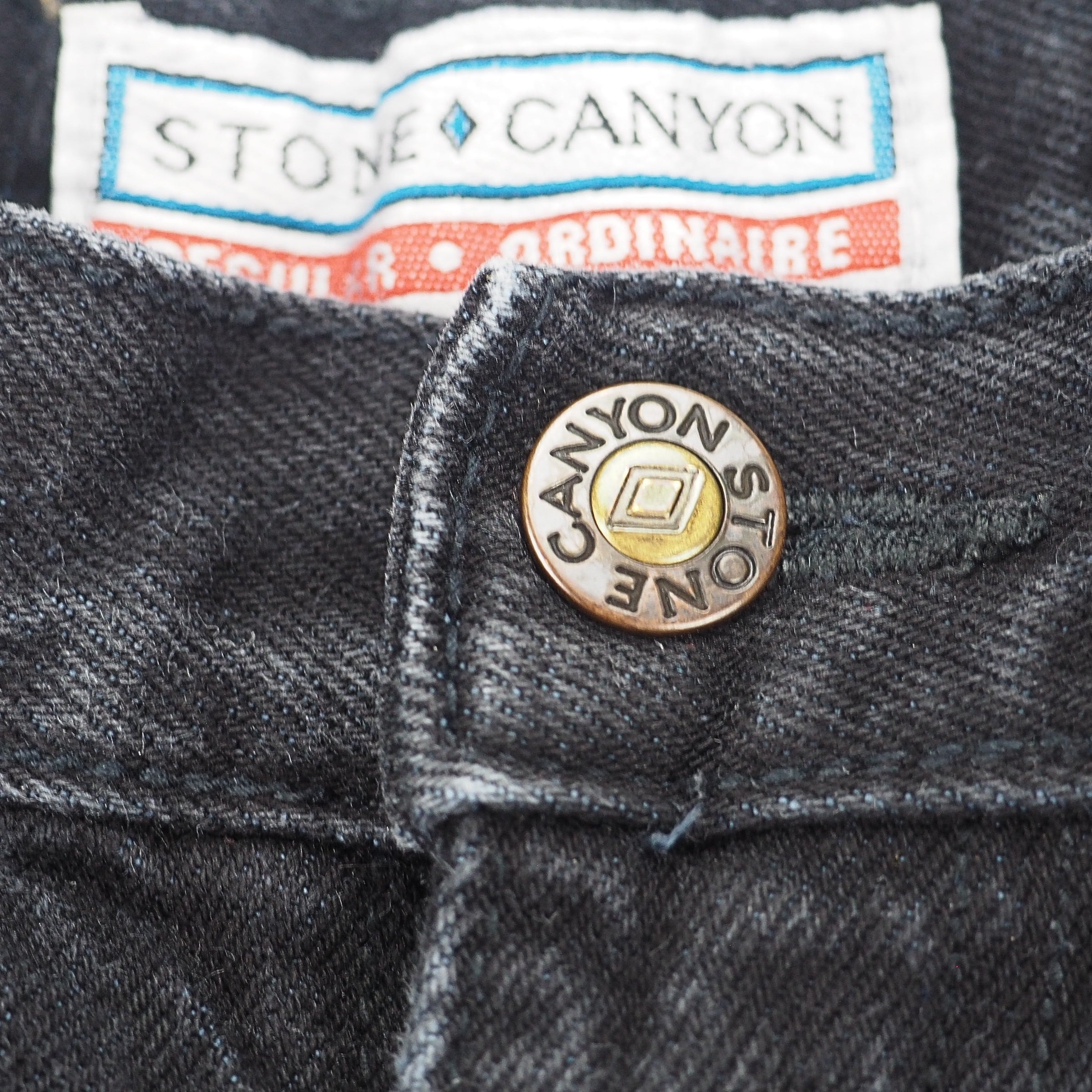 Stone Canyon 100% Cotton Regular Fit Black Denim Jeans Vintage 90s Size 7 W28