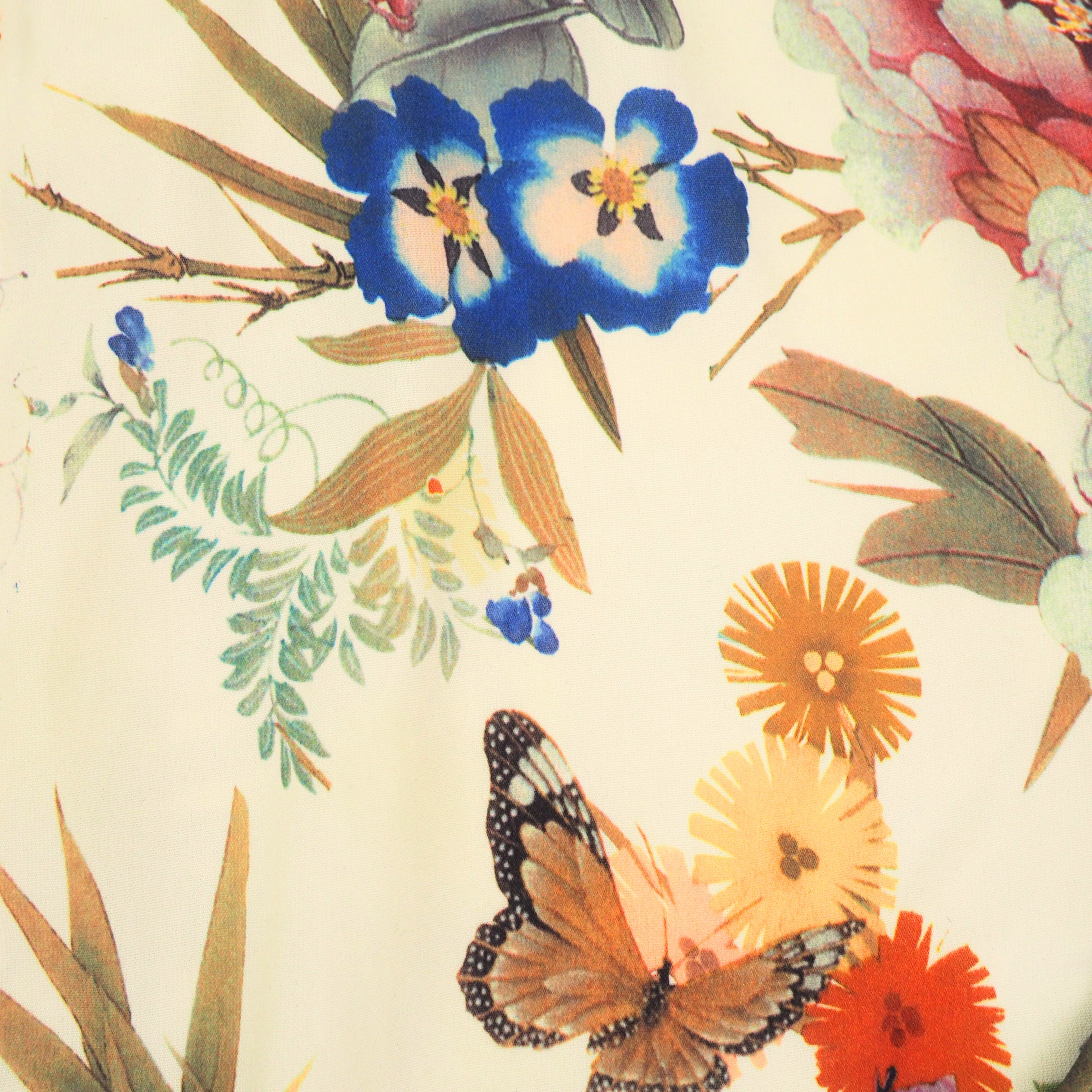 Suko Jeans Satin Bomber Jacket Floral Bird Butterfly Print Large