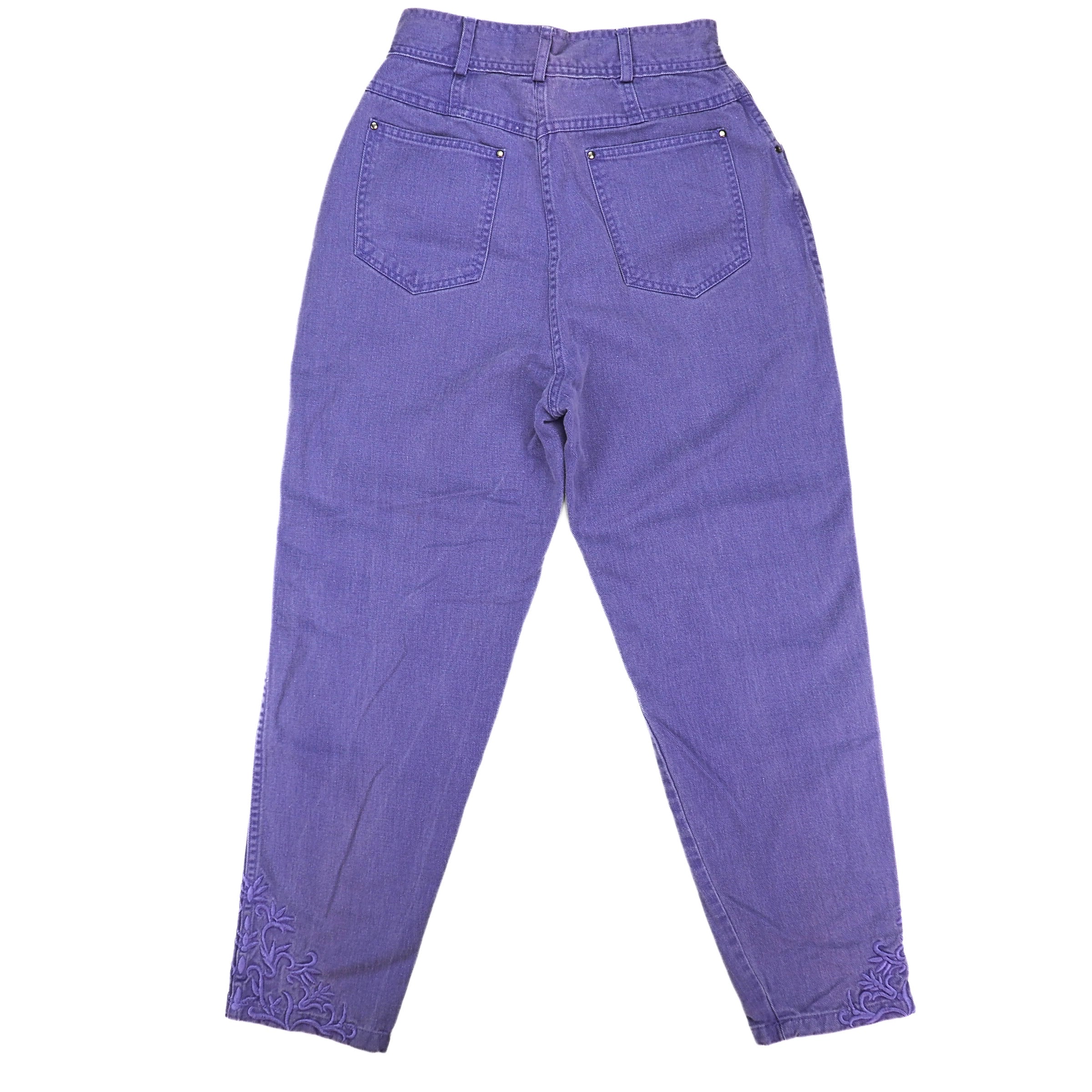 Together Lilac Embroidered High Waist Mom Jeans Vintage 90s Size 12