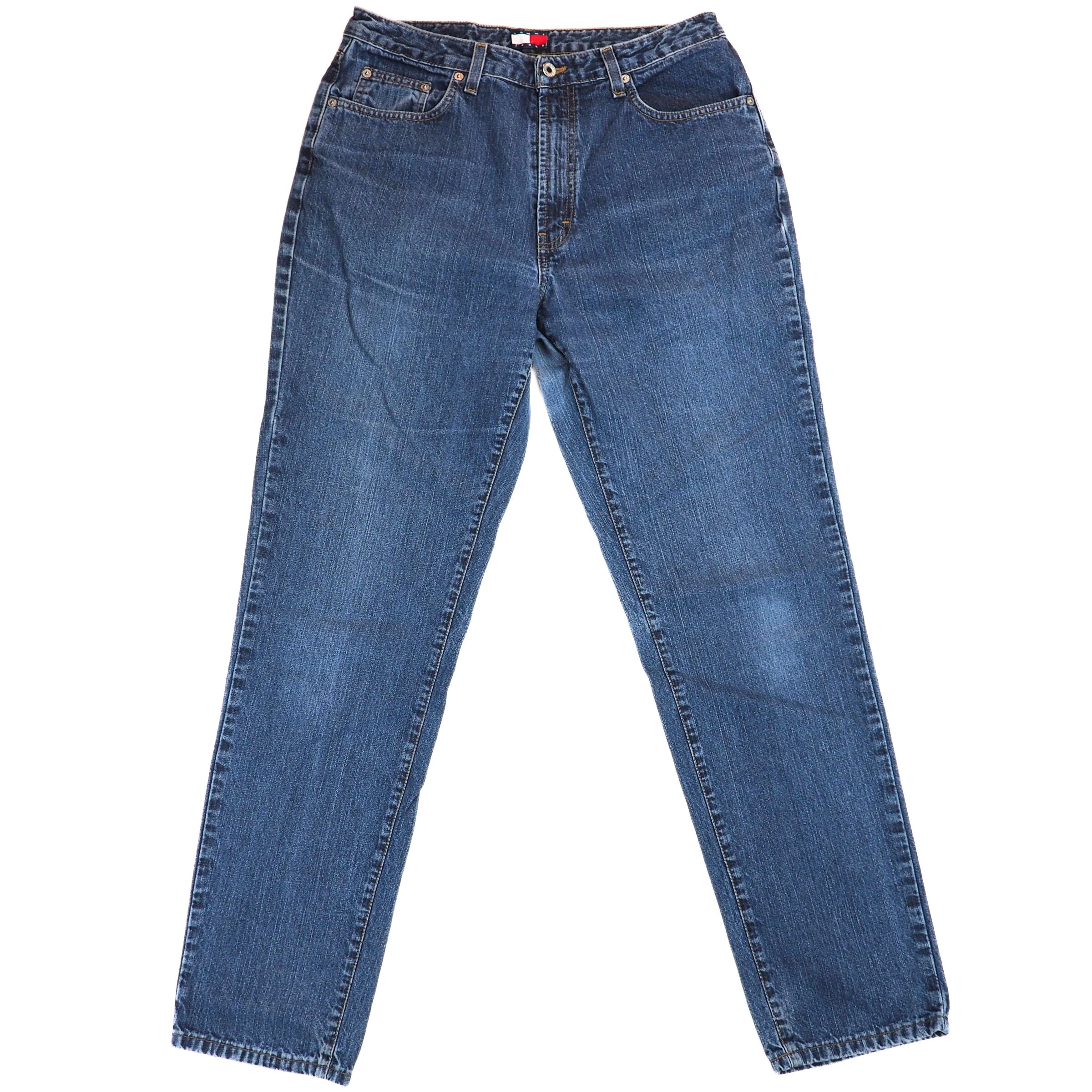 Pair of blue jeans on a white background