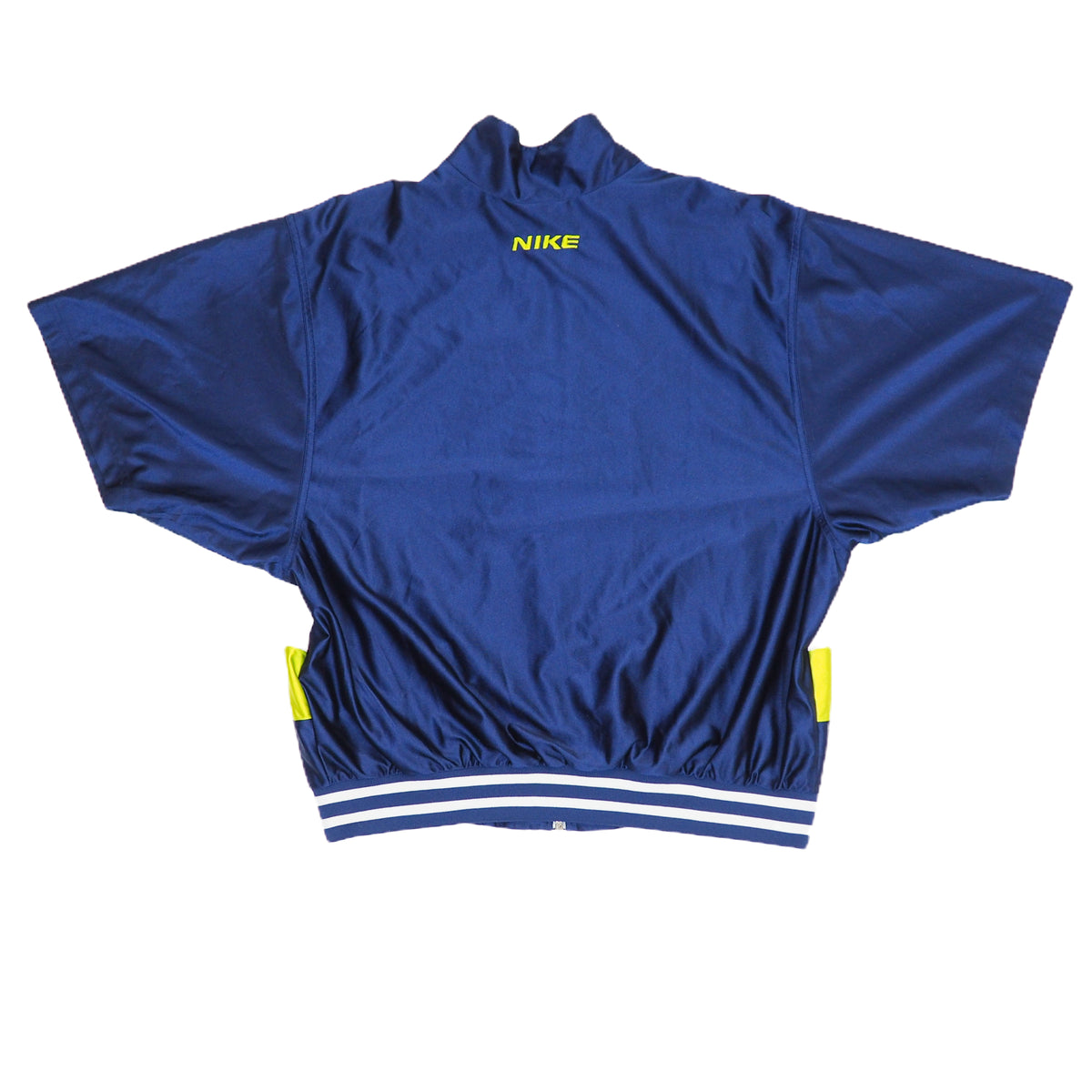 Blue Nike jacket with yellow accents on a white background