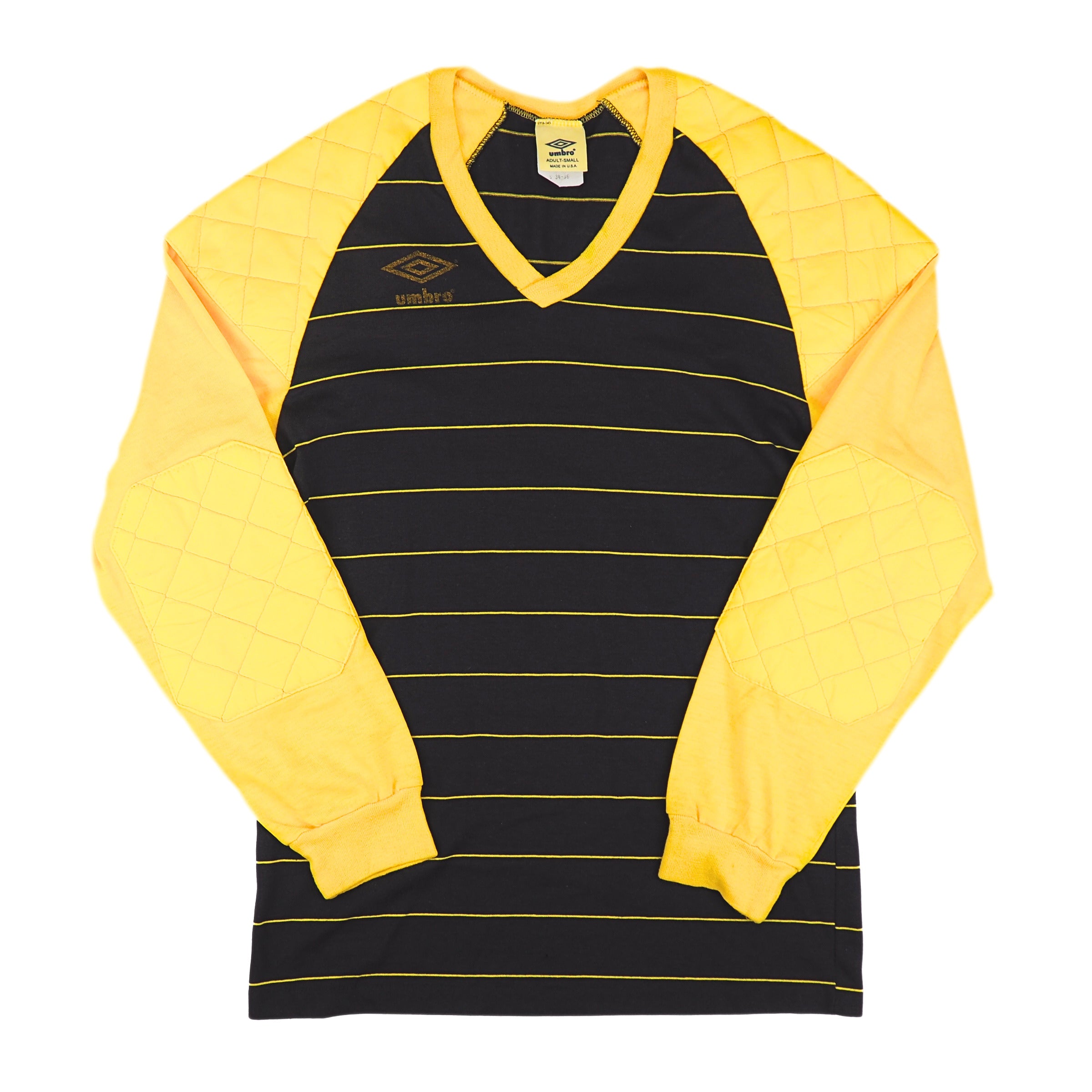 Umbro Padded Goalkeeper Jersey Black Yellow Vintage 80s-90s Made in USA Small