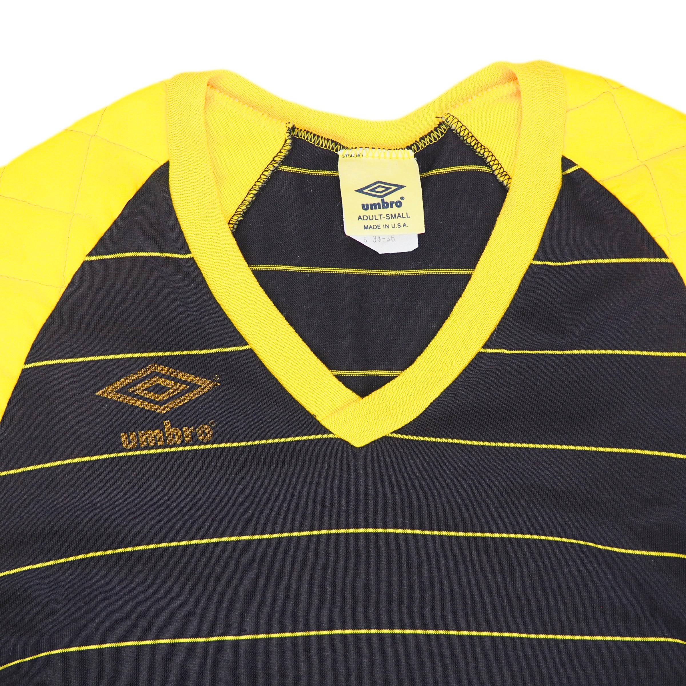 Umbro Padded Goalkeeper Jersey Black Yellow Vintage 80s-90s Made in USA Small
