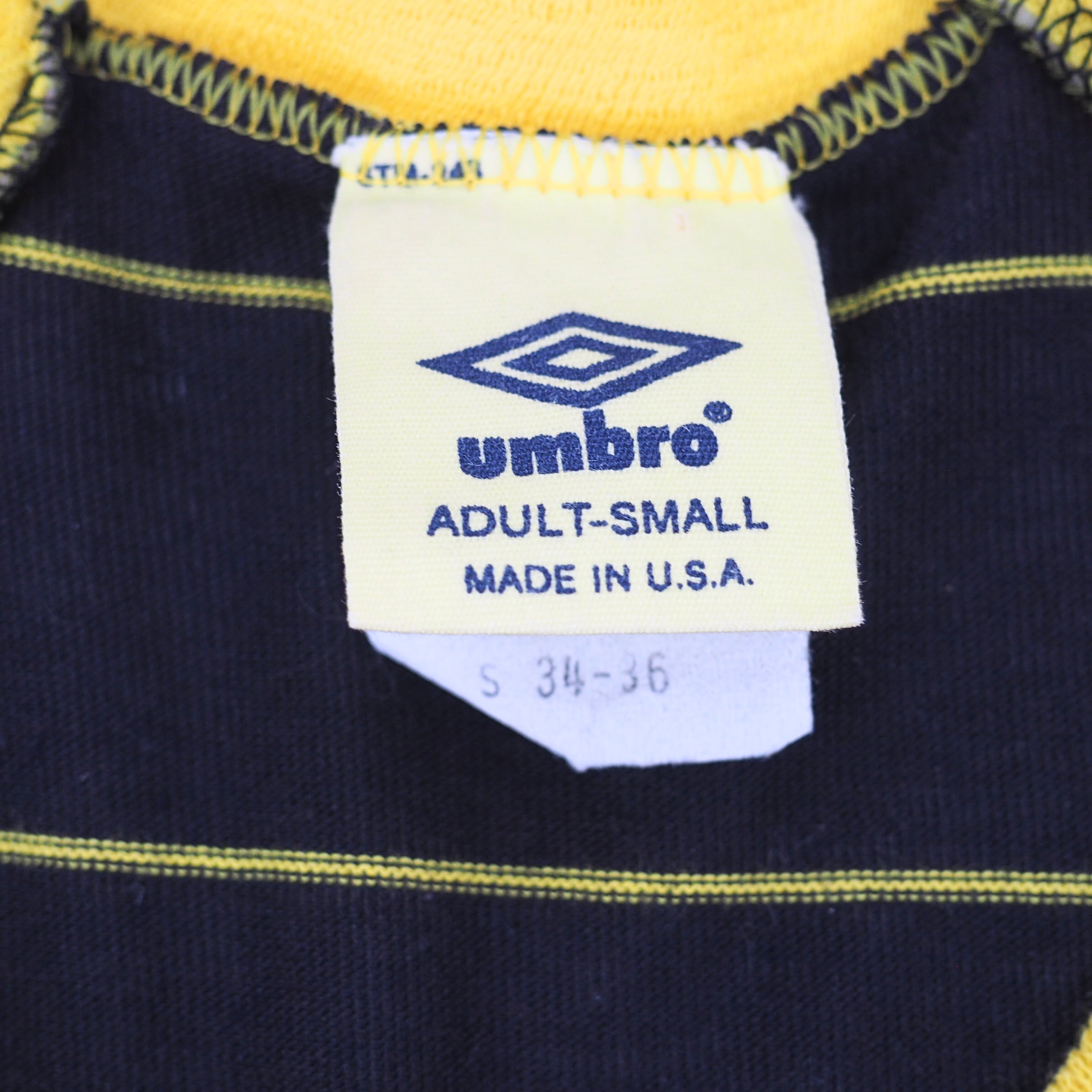Umbro Padded Goalkeeper Jersey Black Yellow Vintage 80s-90s Made in USA Small