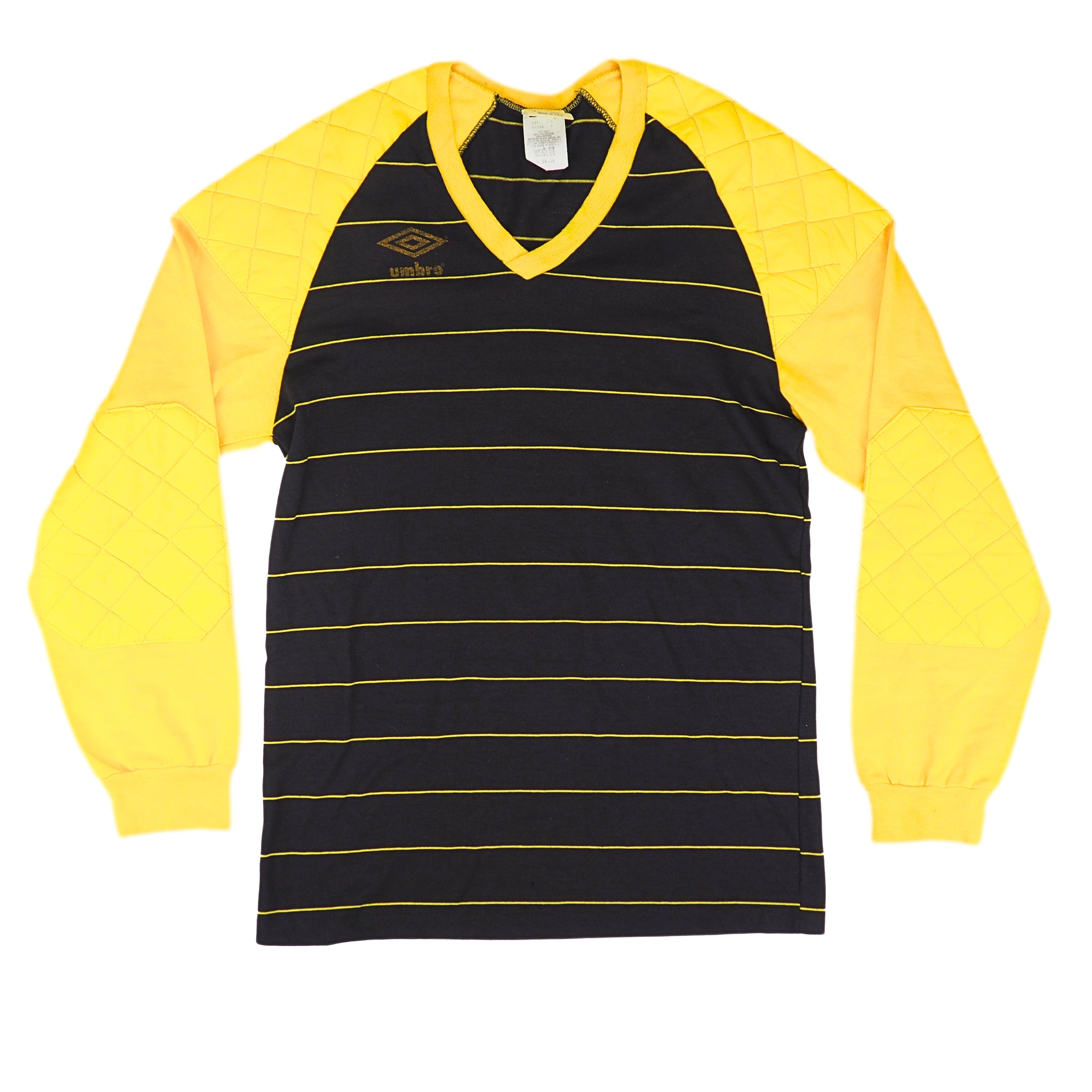 Umbro Padded Goalkeeper Jersey Black Yellow Vintage 80s-90s Made in USA Small