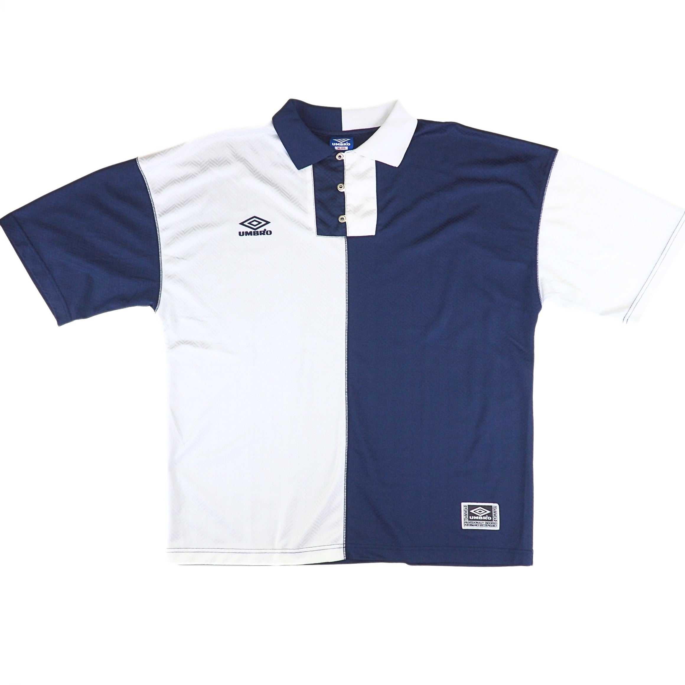 Umbro Teamwear Soccer Jersey White Navy Vintage 90s Made in Canada XL
