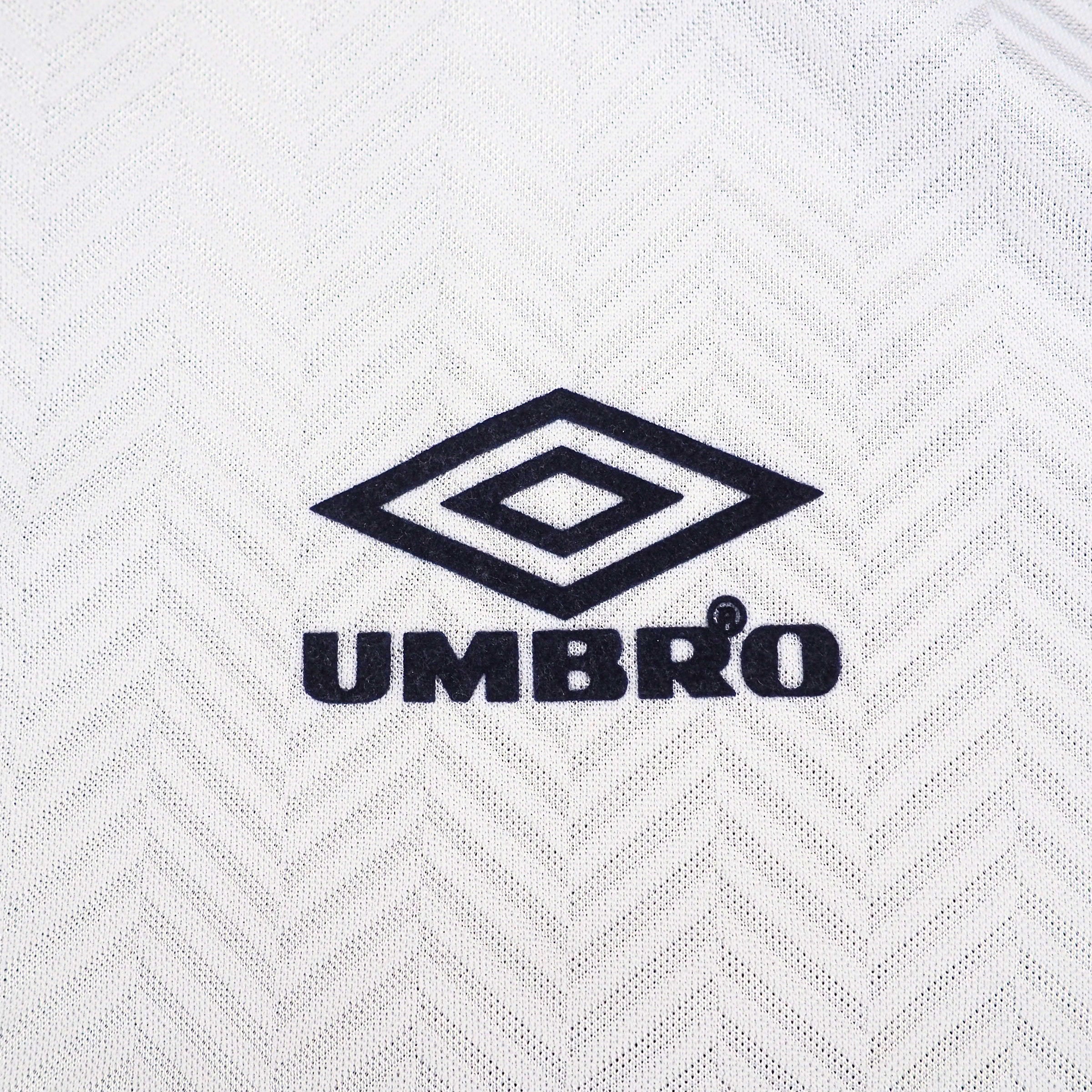 Umbro Teamwear Soccer Jersey White Navy Vintage 90s Made in Canada XL