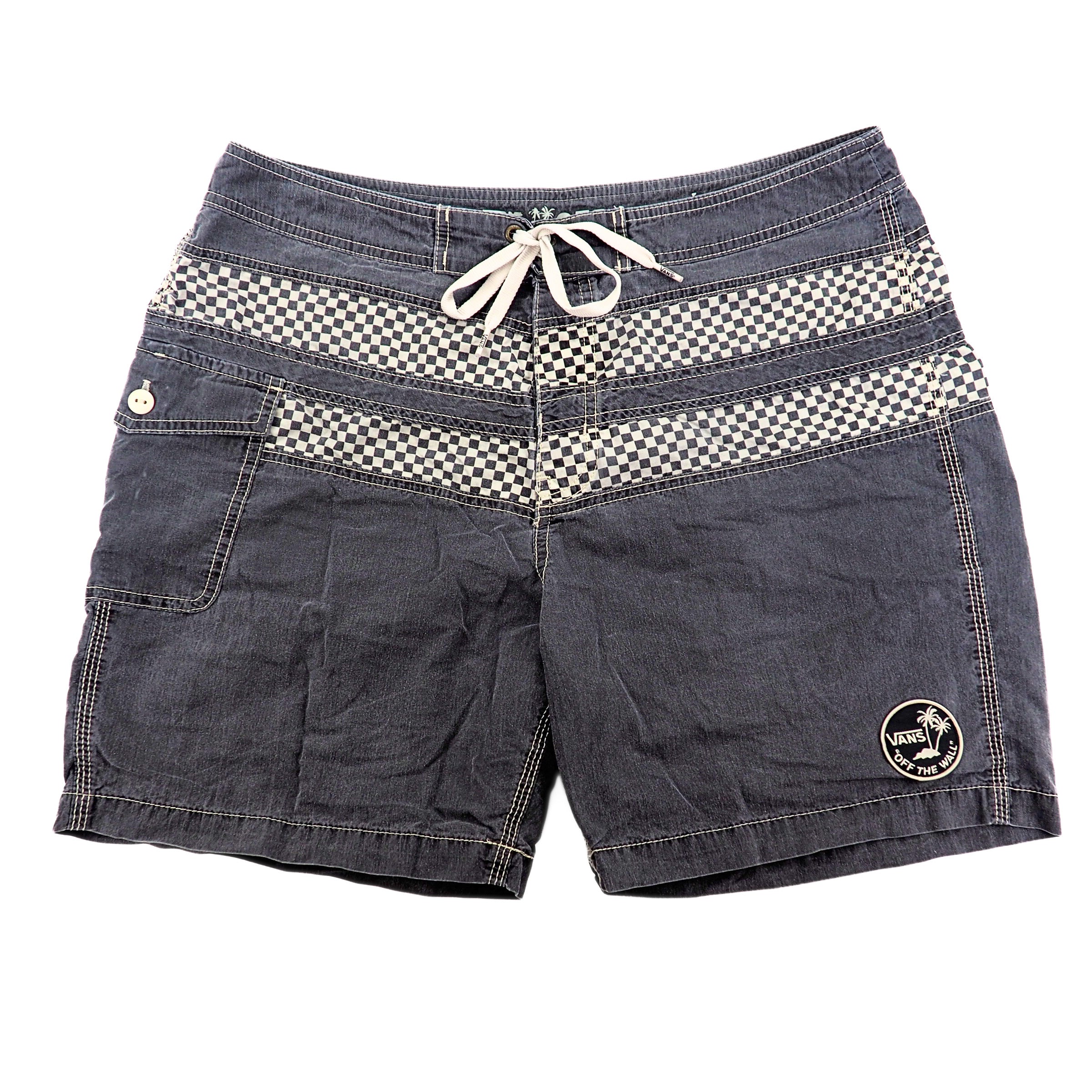 Vans Off The Wall Checkerboard Surf Board Shorts Grey Black White W34