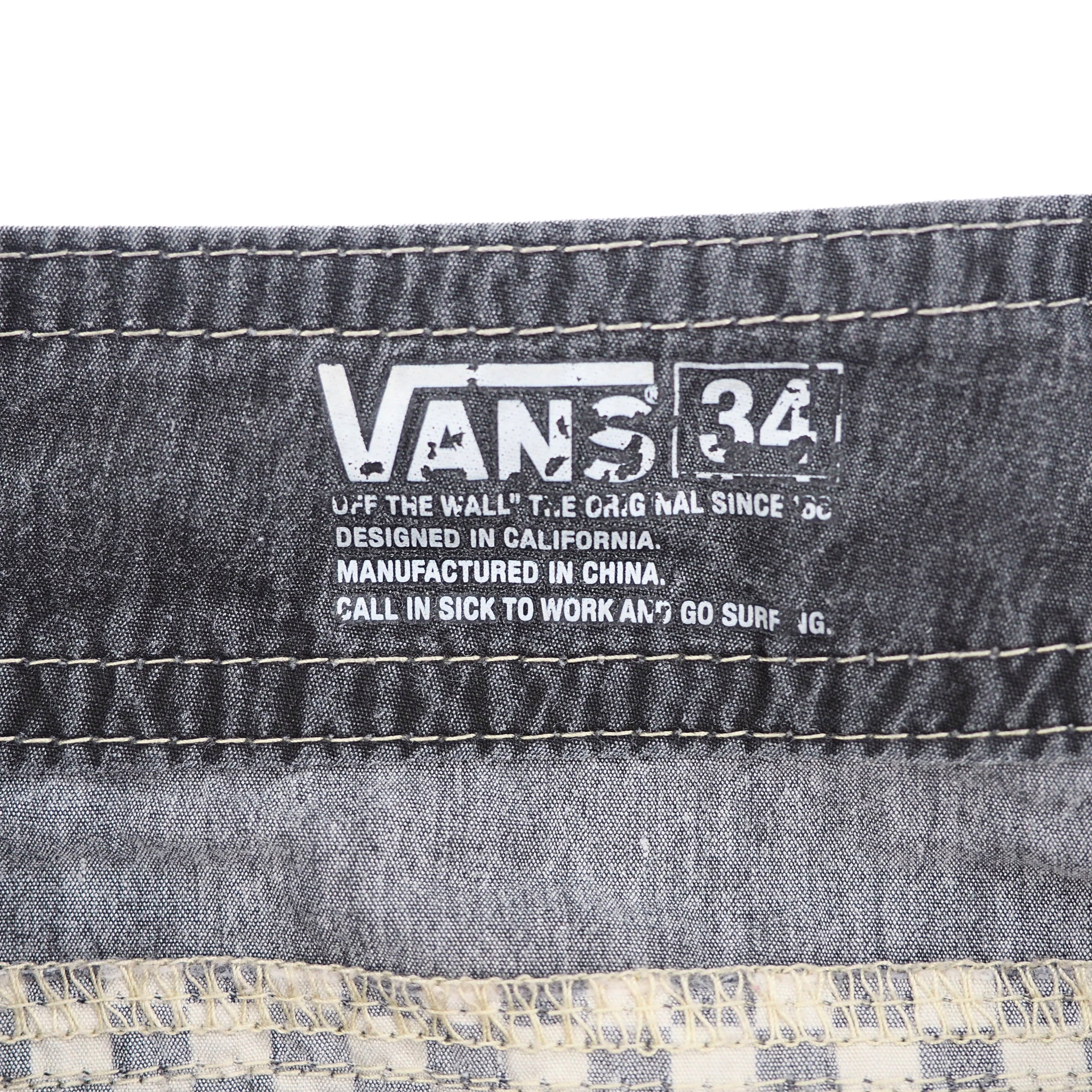 Vans Off The Wall Checkerboard Surf Board Shorts Grey Black White W34