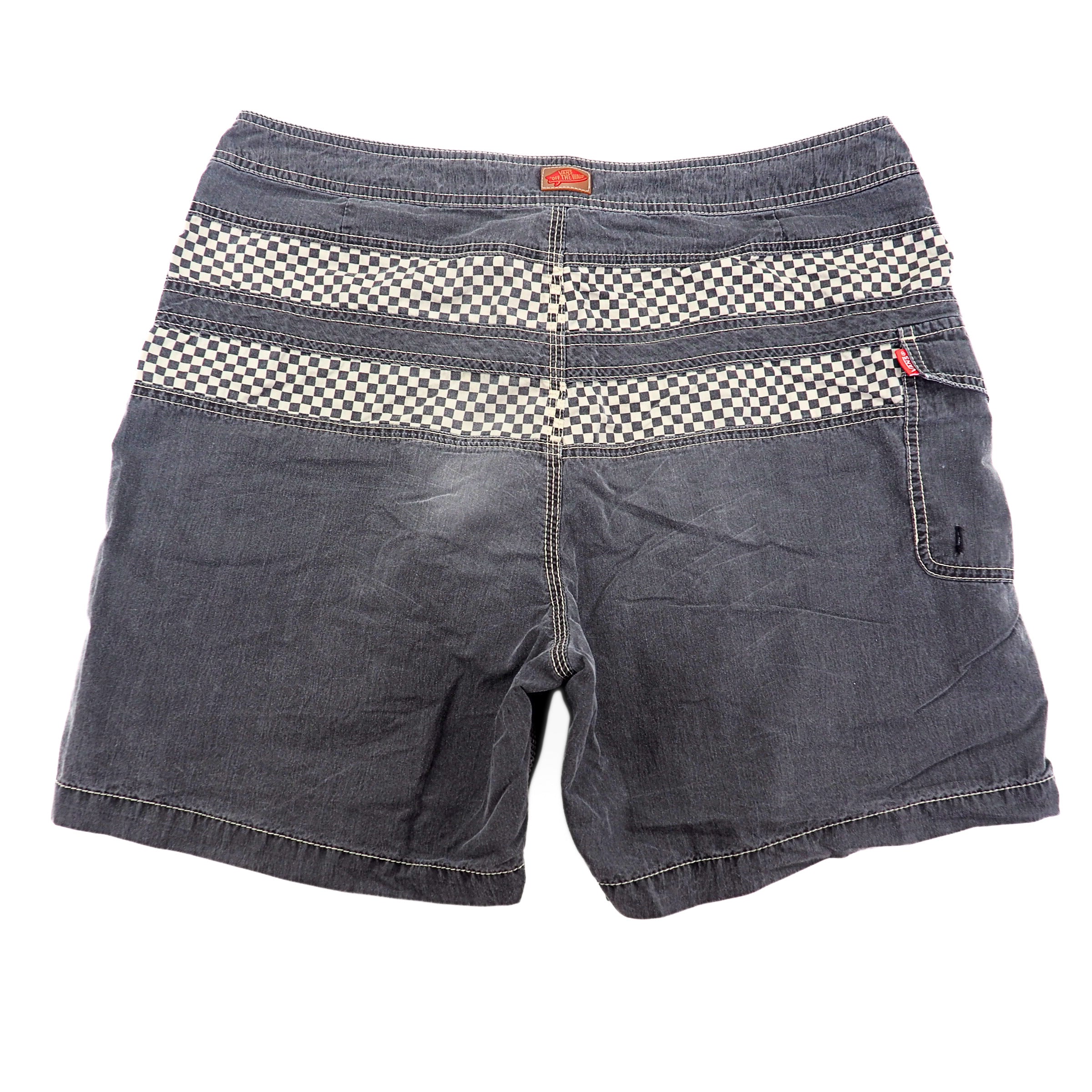 Vans Off The Wall Checkerboard Surf Board Shorts Grey Black White W34