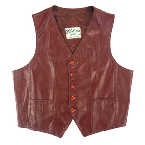 Victoria Leather Made in Canada Vintage Leather Waistcoat Vest Brown Mens XL