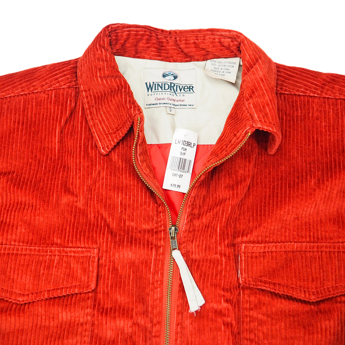 WindRiver Vintage 90s Wide Wale Corduroy Jacket Rust Deadstock S Fits L