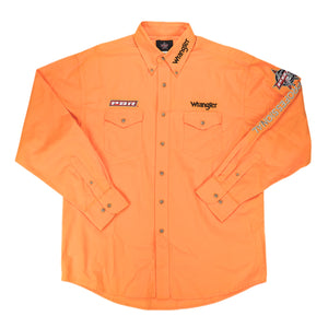 Wrangler Professional Bull Riders Embroidered Cowboy Western Shirt Yellow Mens Large