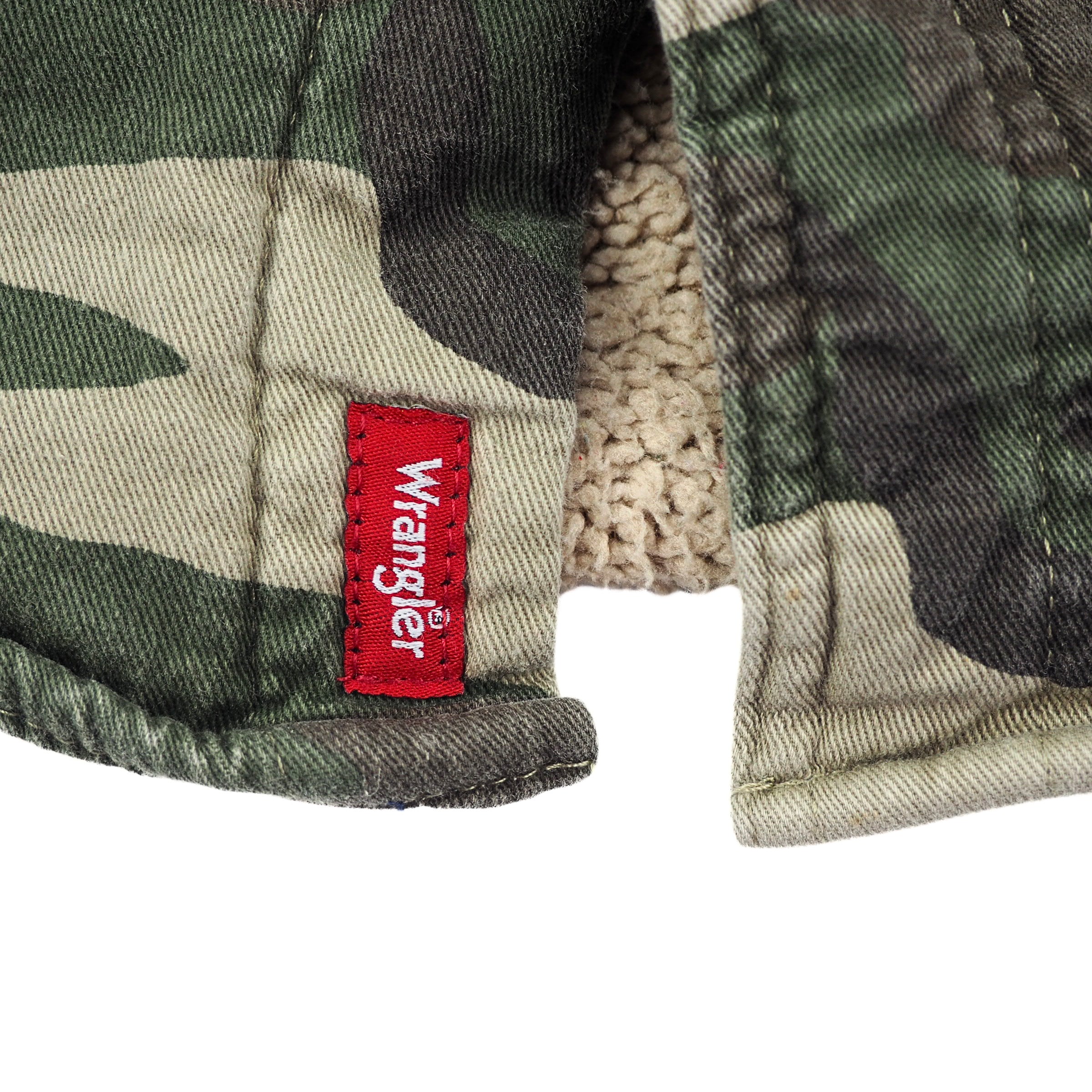Wrangler Sherpa Lined Woodland Camouflage Chore Jacket 100% Cotton Medium