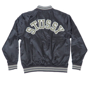 Stüssy Letterman Satin Bomber Jacket Vintage 90s Y2K Mens Small