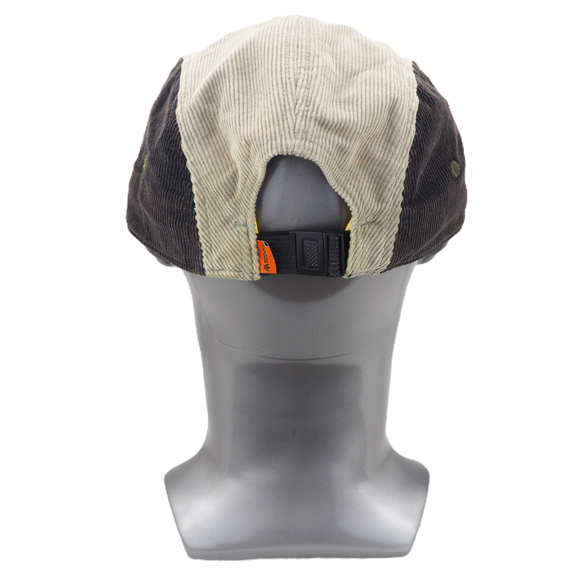 Corduroy cap with on a mannequin head against a white background