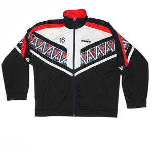 Diadora Authentic 90s Era Geometric Pattern Track Jacket Vintage Mens Large