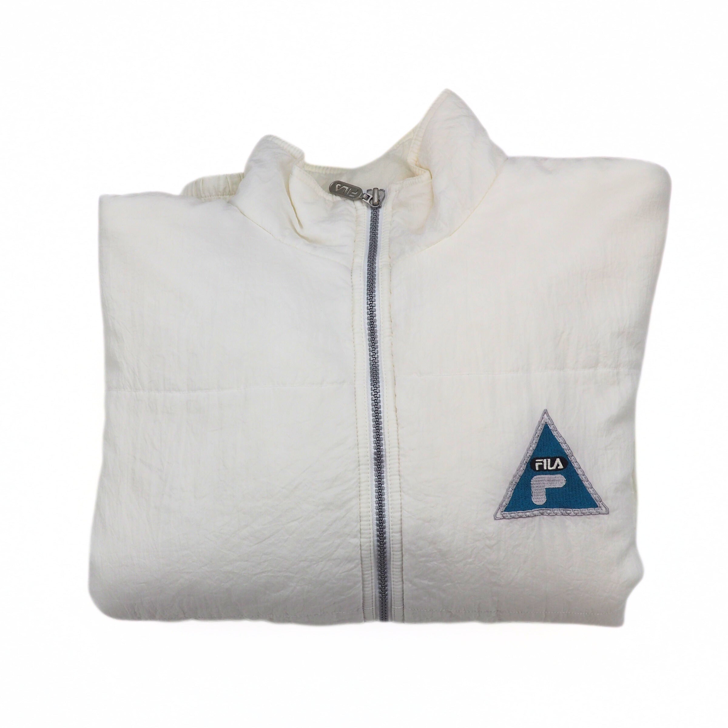 Fila Crepe Down Puffer Jacket White Authentic 90s Vintage Womens Small