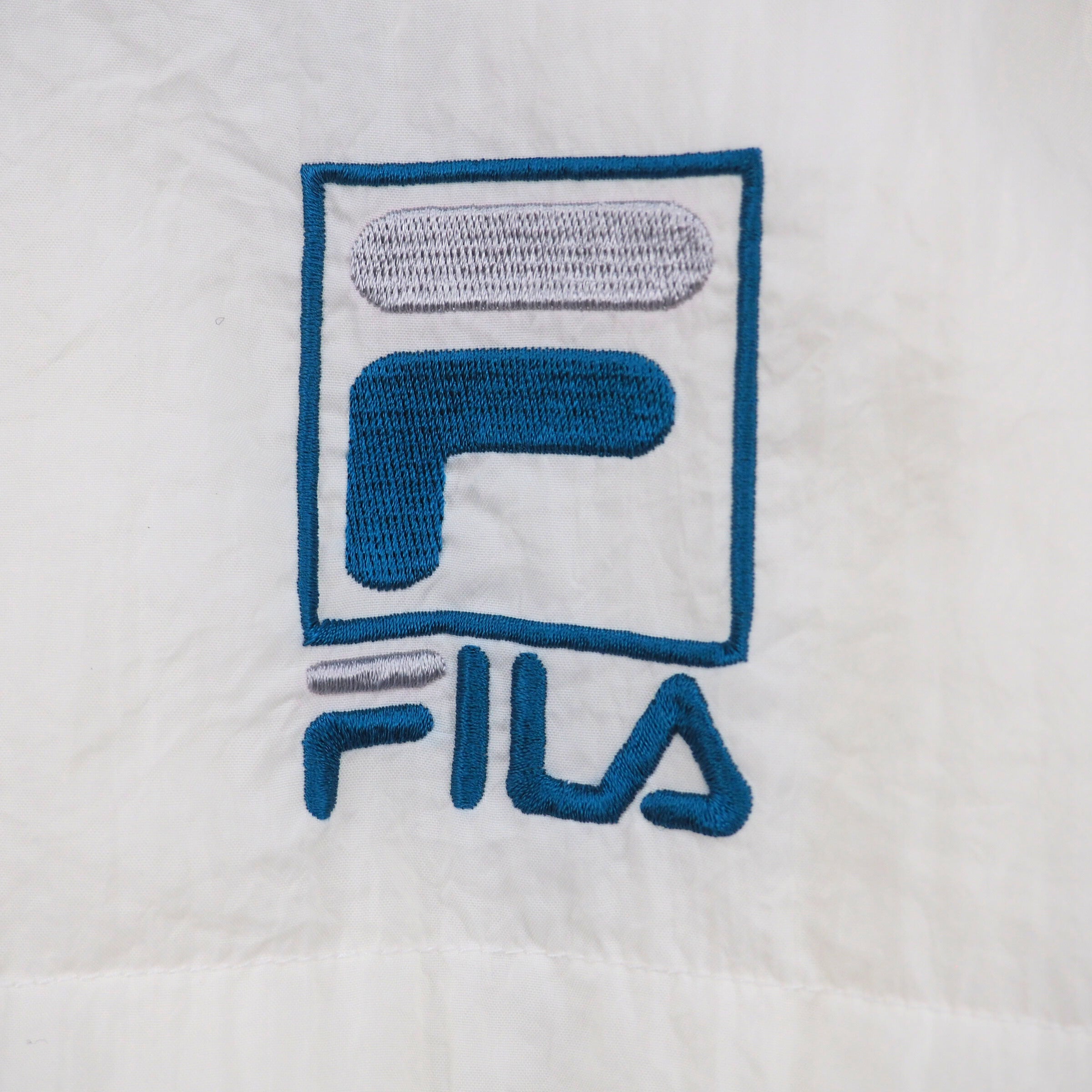Fila Crepe Down Puffer Jacket White Authentic 90s Vintage Womens Small