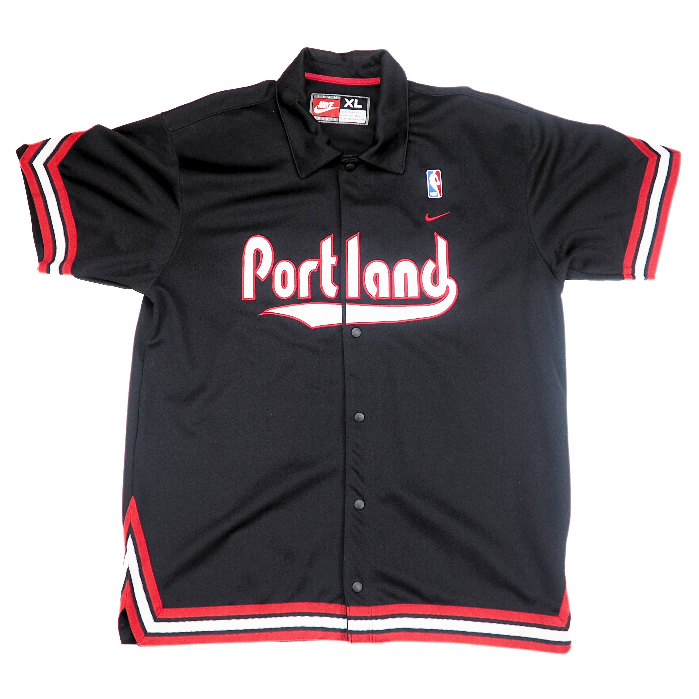 Black Nike Portland Trailblaizers NBA Team Sports jersey on a white background