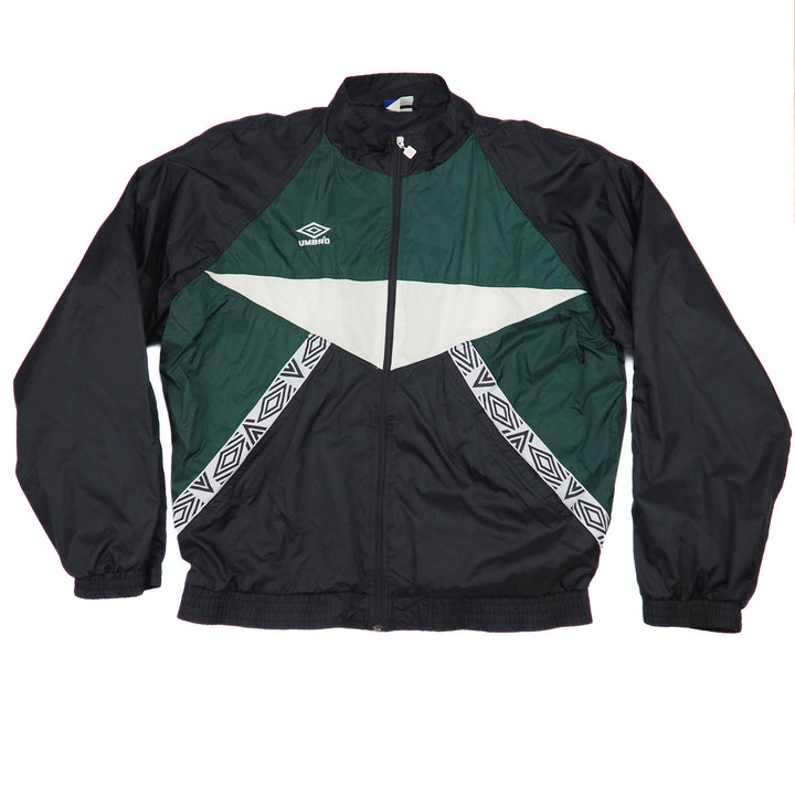 Green and black jacket with a star design on a white background